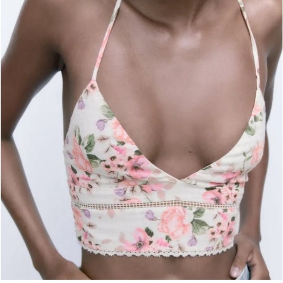 Zara floral crop tank medium New with tags - Picture 1 of 8